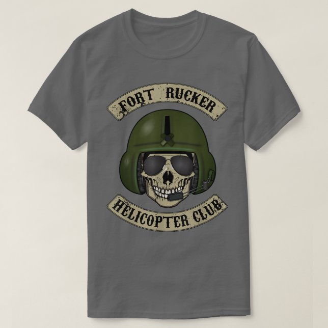Camiseta Fort Rucker Helicopter Club T  Pilot, Crew Chief T (Frente do Design)