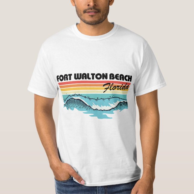 Camiseta Fort Walton Beach Family Vacation Retro Waves (Frente)