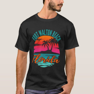 Camiseta Fort Walton Beach Flórida Palm Tree Island Pink Su