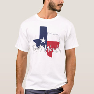 Camiseta Fort Worth, Texas Flag Map Men's White