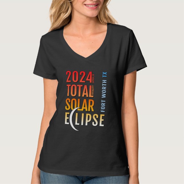 Camiseta Fort Worth Texas TX Total Solar Eclipse 2024 5 (Frente)