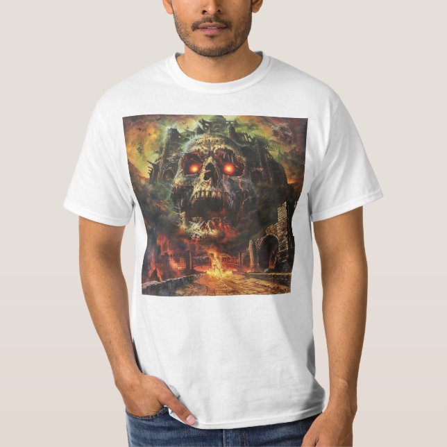 Camiseta Fortaleza de Caveira de Metal Pesado (Frente)