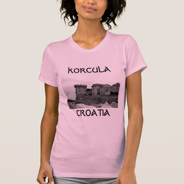 Camiseta Fortaleza do beira-mar em Korcula (Frente)
