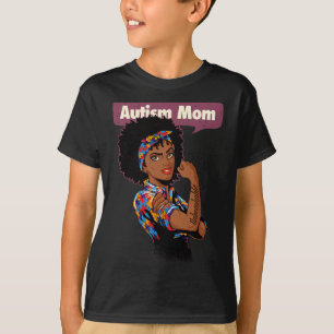 Camiseta Forte Autismo Mãe Consciência Sobre Mãe Negra