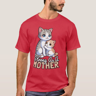 Camiseta Forte Como Mãe Gato Amiga Mãe