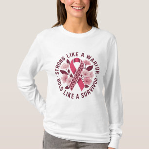 Camiseta Forte Como Uma Arte Floral da Fita Rosa da Leopard