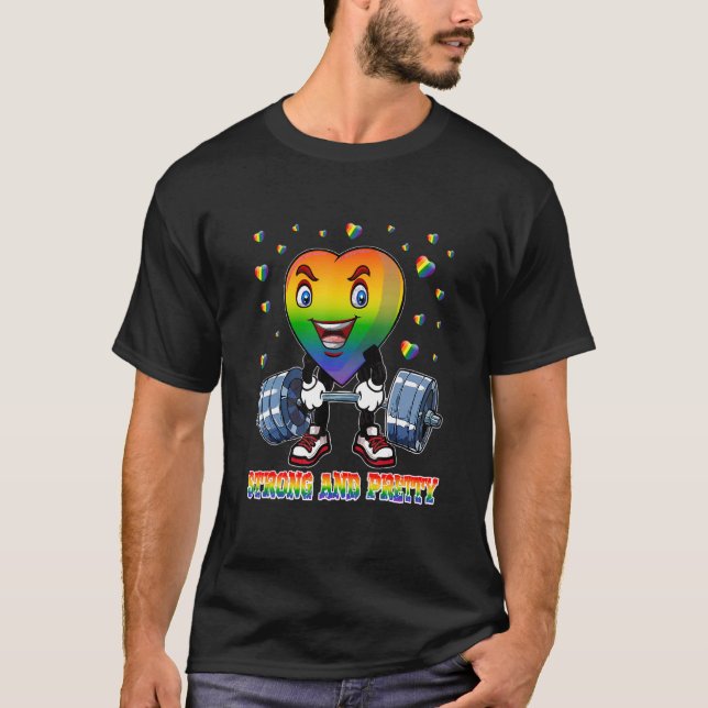 Camiseta Forte E Bonito Elevação Do Orgulho gay Gym (Frente)