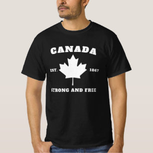 Camiseta Forte e Livre Vintage no Canadá - Branco em Vermel