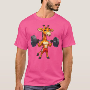 Camiseta Forte Girafa Barbell Levantando Pesos Engraçado Ca