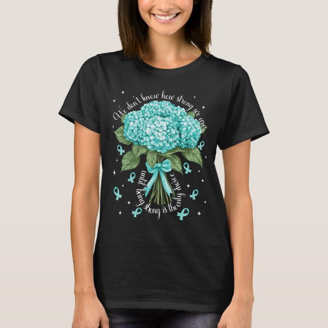 Camiseta Forte Hydrangea Consciência do Cancer Cervical (Frente)
