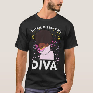 Camiseta Forte Negra Melanin Social Distance Diva Qu