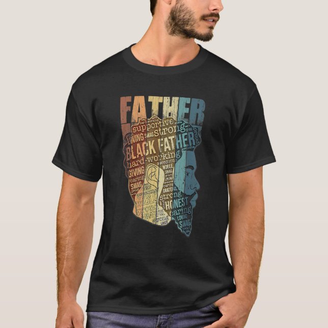 Camiseta Forte Padre Negro Rei Africano Natural Americano (Frente)
