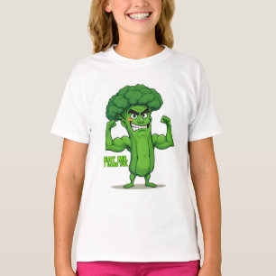Camiseta Forte Veggies Club-Flexível Brócolis Funny Cartoon