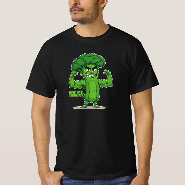 Camiseta Forte Veggies Club-Flexível Brócolis Funny Cartoon (Frente)