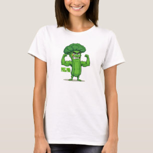 Camiseta Forte Veggies Club-Flexível Brócolis Funny Cartoon