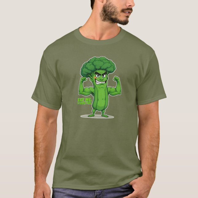 Camiseta Forte Veggies Club-Flexível Brócolis Funny Cartoon (Frente)