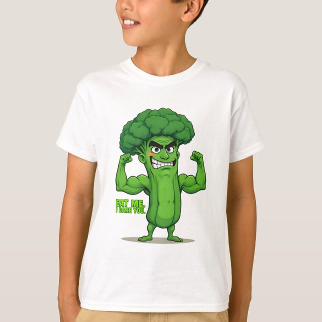 Camiseta Forte Veggies Club-Flexível Brócolis Funny Cartoon (Frente)