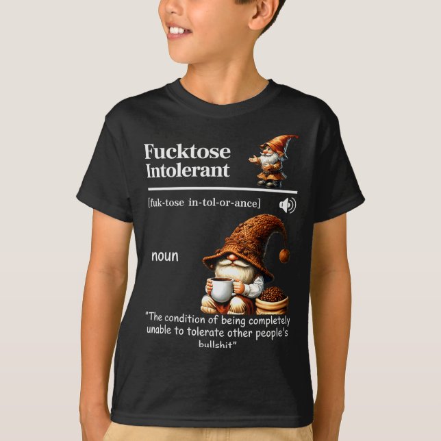 Camiseta Fortose Intolerant Definition Funny Gnome Coffee  (Frente)
