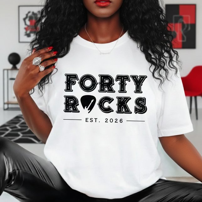 Camiseta Forty Rocks Guitar Pick 40th Birthday Party (Criador carregado)