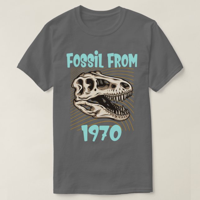 Camiseta Fóssil de 1970 presente engraçado de aniversário (Frente do Design)