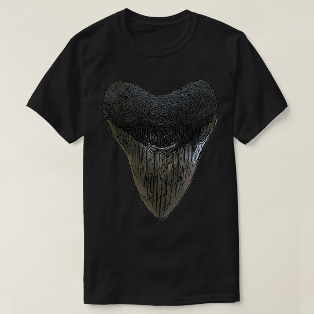 Camiseta Fóssil de Megalodon de Tubarão (Frente do Design)