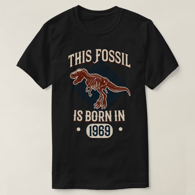 Camiseta Fóssil TRex Funny Birthday S (Frente do Design)