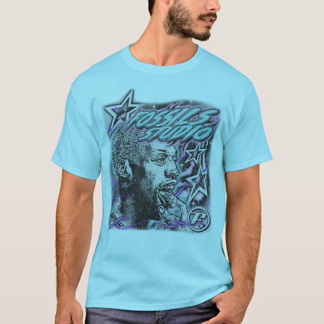 Camiseta Fossils Studio: Arte de Basquete Retroativa com Es (Frente)