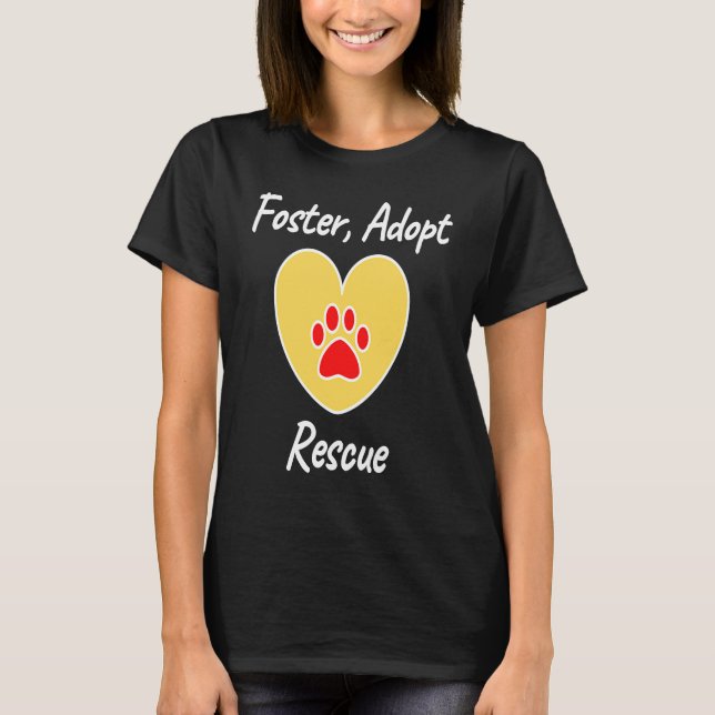 Camiseta Foster Adote Resgate com Dourado Coração e Pawpri  (Frente)