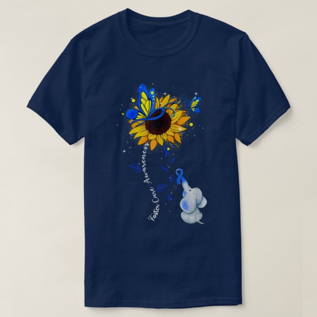 Camiseta Foster Care Awareness Sunflower Elephant Men Women (Frente do Design)