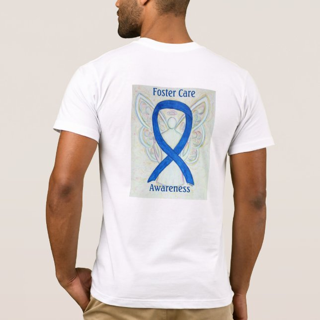 Camiseta Foster Care Sensibilização Blue Ribbon Angel Teia  (Verso)