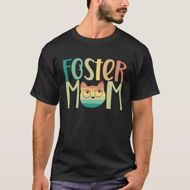 Camiseta Foster Cat Mãe Retrô Cat Mãe Melhor Gato Mãe Vinta (Frente)