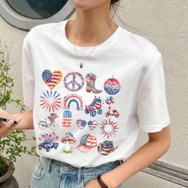 Camiseta Foto 4 de julho Shirt, EUA Flag Gift for Her (retro 4th of july shirt, usa flag shirt, patriotic shirt, independence day shirt, custom 4th of july)