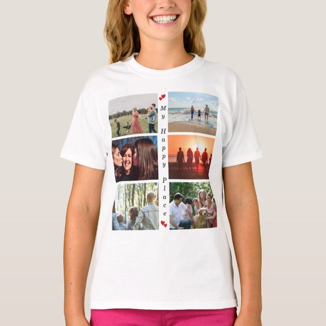 Camiseta Foto 6 personalizável da minha família feliz (Frente)