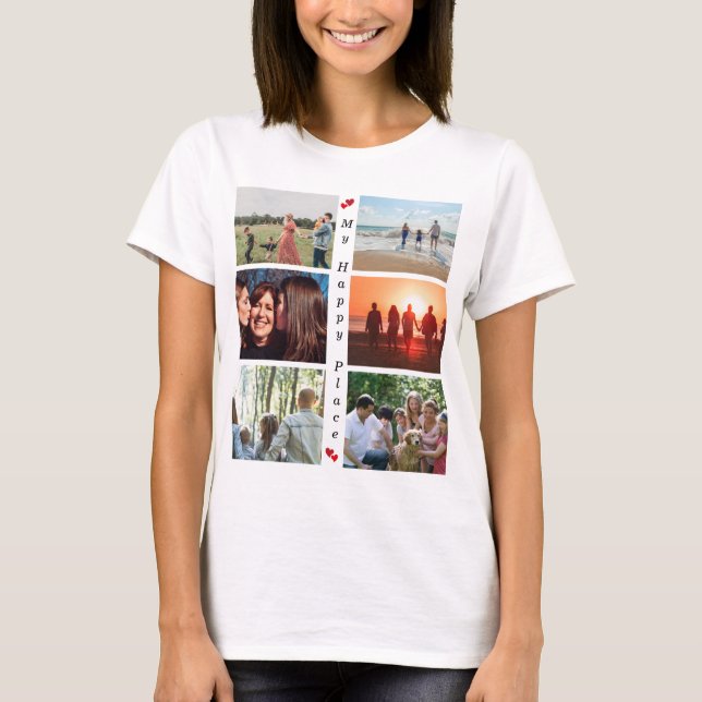 Camiseta Foto 6 personalizável da minha família feliz (Frente)