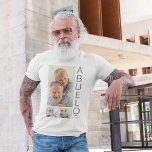 Camiseta Foto Abuelo Moderno 3<br><div class="desc">Uma camisa moderna de manutenção da colagem de fotos, perfeita como presente para Dia de os pais, aniversário, natal ou qualquer outra ocasião. A camiseta fotográfica contém 3 fotos, uma fonte em negrito na cinza que diz 'ABUELO' e 'EST: 20XX.</div>
