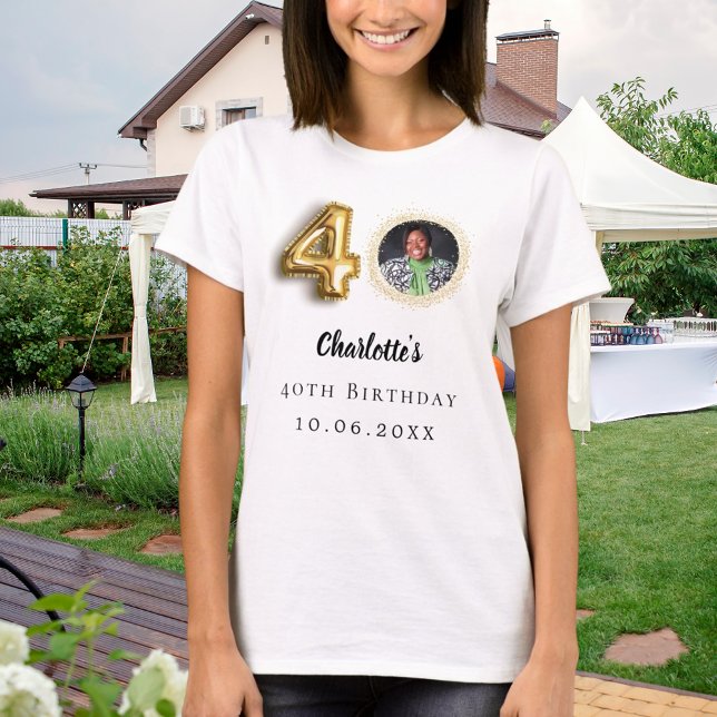 Camiseta foto aniversário de 40 anos dourada (Criador carregado)
