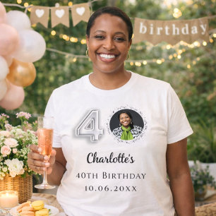 Camiseta foto aniversário de 40 anos prata