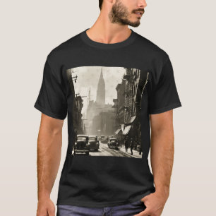 Camiseta foto antiga da cidade de nova york dos anos 40 imp