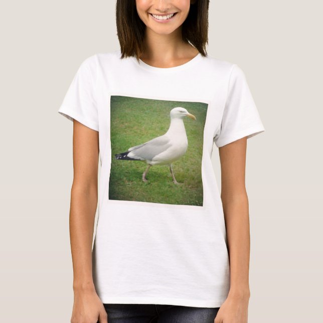 Camiseta Foto ao quadrado - Seagull caminhando (Frente)
