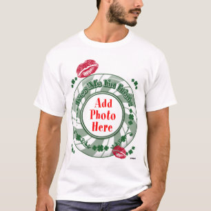 Camiseta FOTO Beije-me, sou o Beijo Círculo em Greve Verde