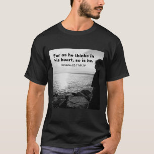 Camiseta Foto branca e negra do mar e Bíblia humana versa