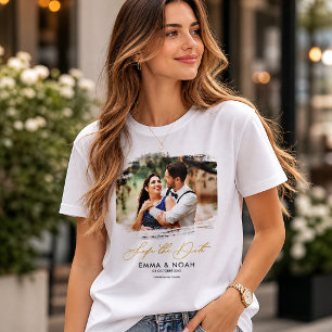 Camiseta Foto Branca Moderna Elegante Salva A Data