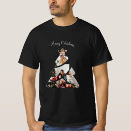 Camiseta Foto Colorida da Árvore de Natal Mínima
