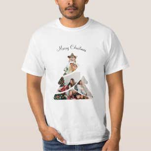 Camiseta Foto Colorida da Árvore de Natal Mínima