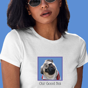 Camiseta Foto Colorida Tamanho Texto do Seu Cachorro Pug Fi