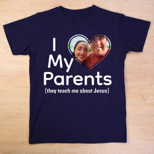 Camiseta Foto Coração Bonita Que Amo Meus Pais Jesus