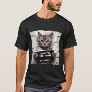 Camiseta Foto Da Cadeia De gatinho I Destruiu O Papel De Ba