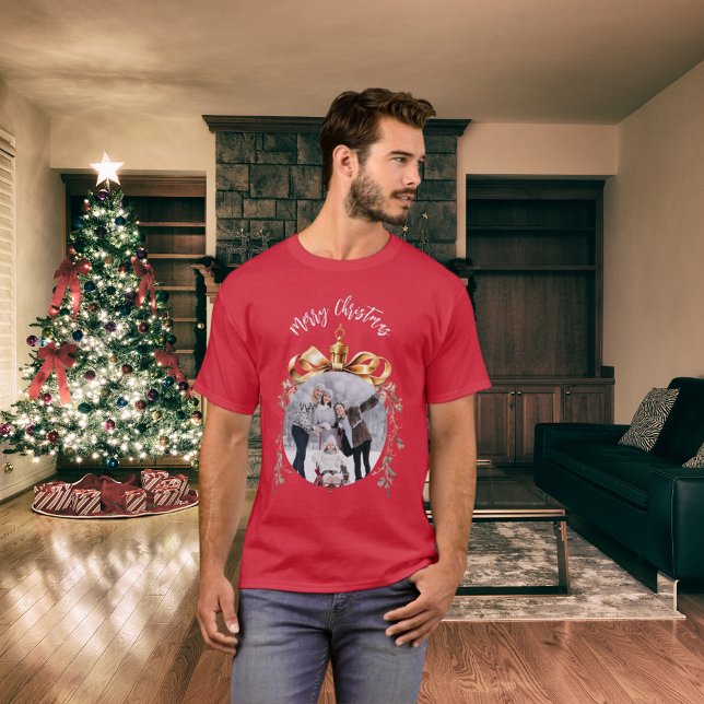 Camiseta Foto da família bausolar vermelha de Natal (Criador carregado)