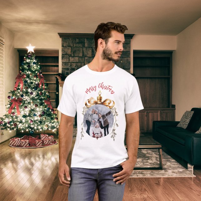 Camiseta Foto da família da bausola de ouro branco de Natal (Criador carregado)
