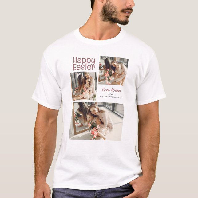 Camiseta Foto da família Easter Eggs, Bênçãos de Páscoa Ele (Frente)